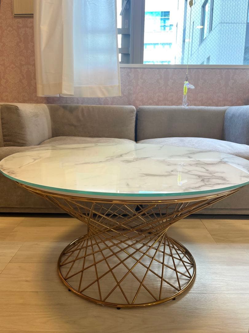 マーリア コーヒーテーブル 大理石×ゴールド（φ800）　フランフラン