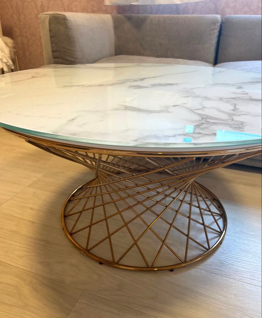 マーリア コーヒーテーブル 大理石×ゴールド（φ800）　フランフラン