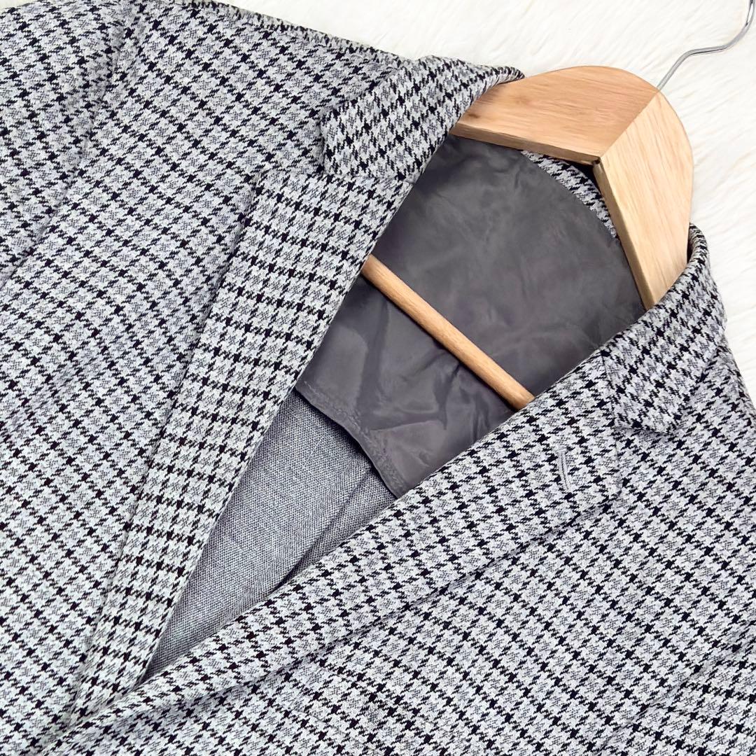 美品　BOSS　千鳥格子　ジャージーアンコンジャケット　ニットテーラード　2XL