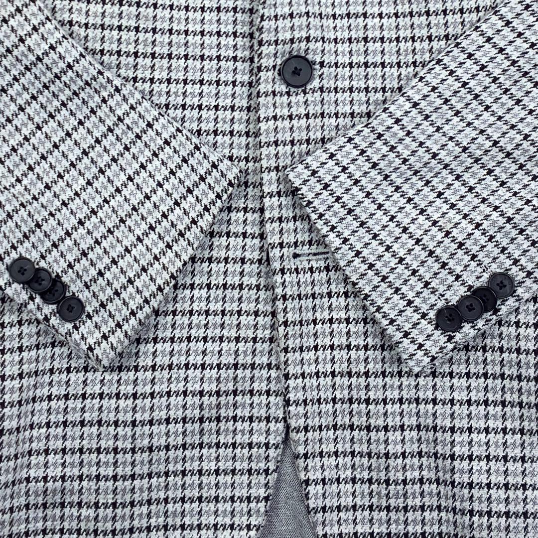 美品　BOSS　千鳥格子　ジャージーアンコンジャケット　ニットテーラード　2XL