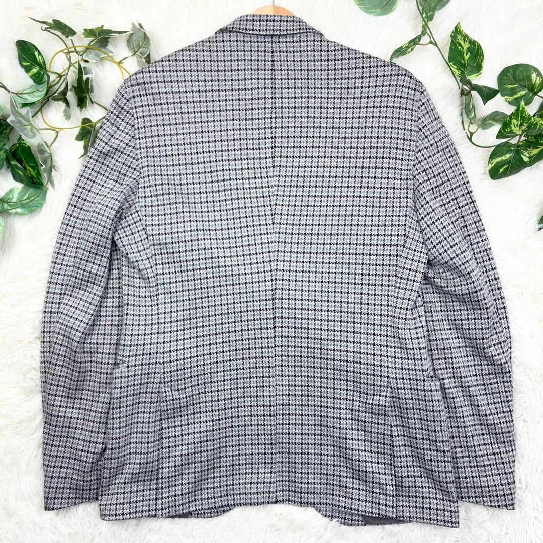 美品　BOSS　千鳥格子　ジャージーアンコンジャケット　ニットテーラード　2XL