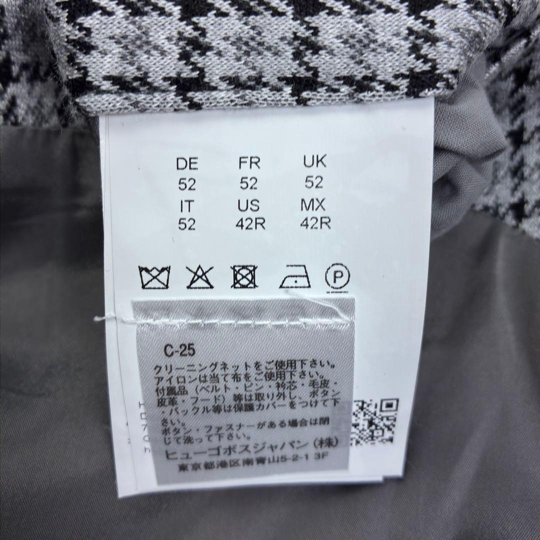 美品　BOSS　千鳥格子　ジャージーアンコンジャケット　ニットテーラード　2XL