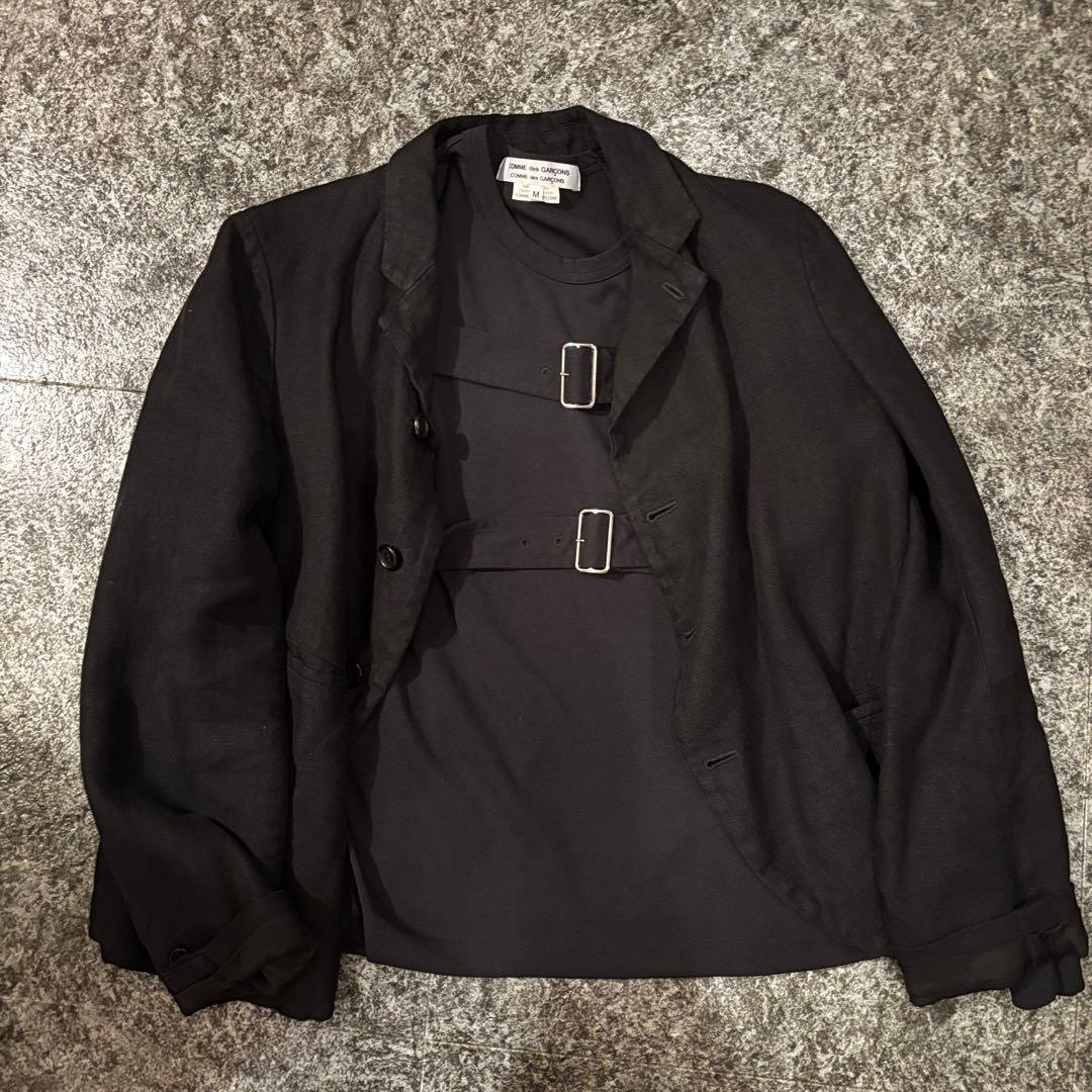 コムコムコムデギャルソン ストラップ付きブラック長袖Tシャツ