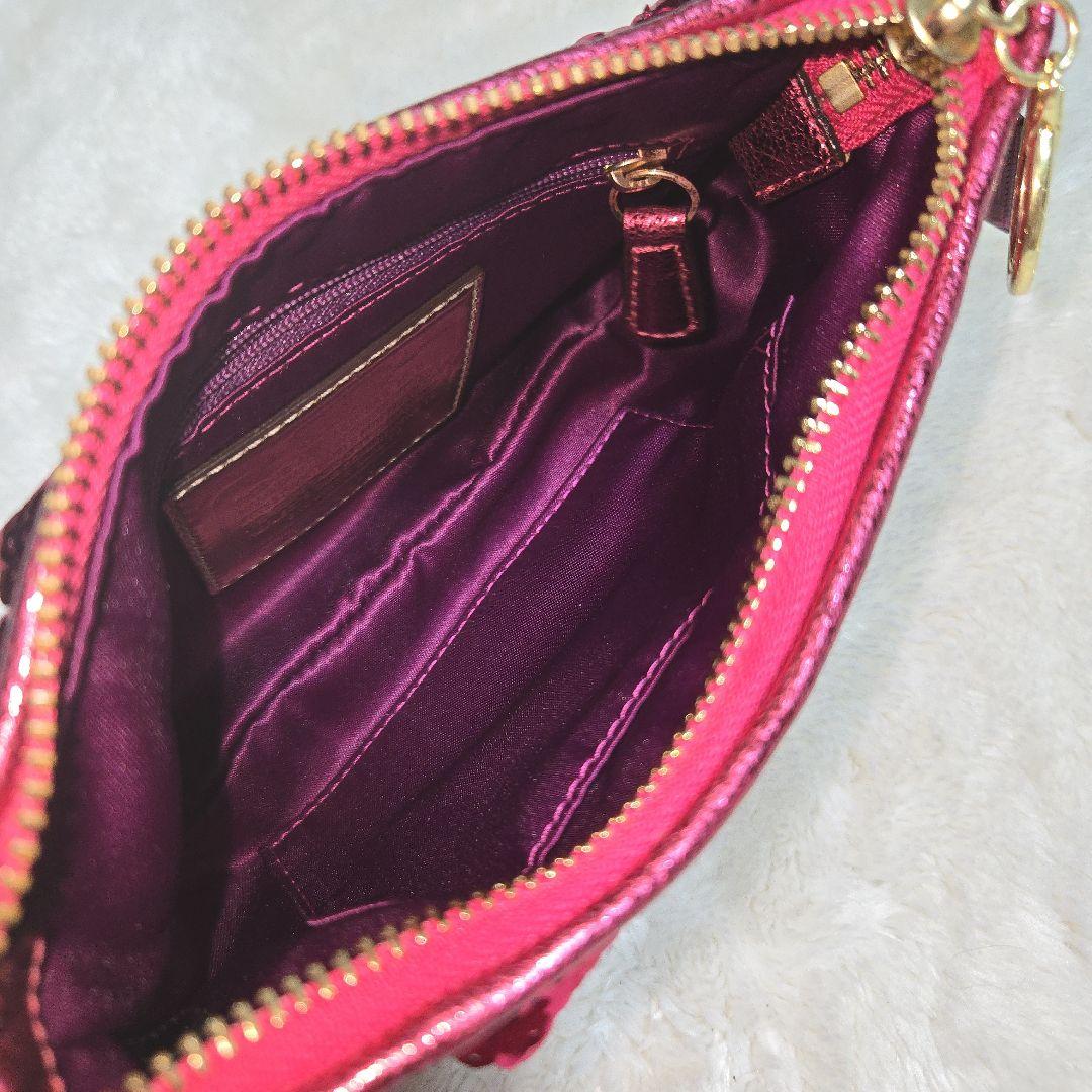 COACH コーチ スパンコール パーティーバッグ アクセサリーポーチ ピンク