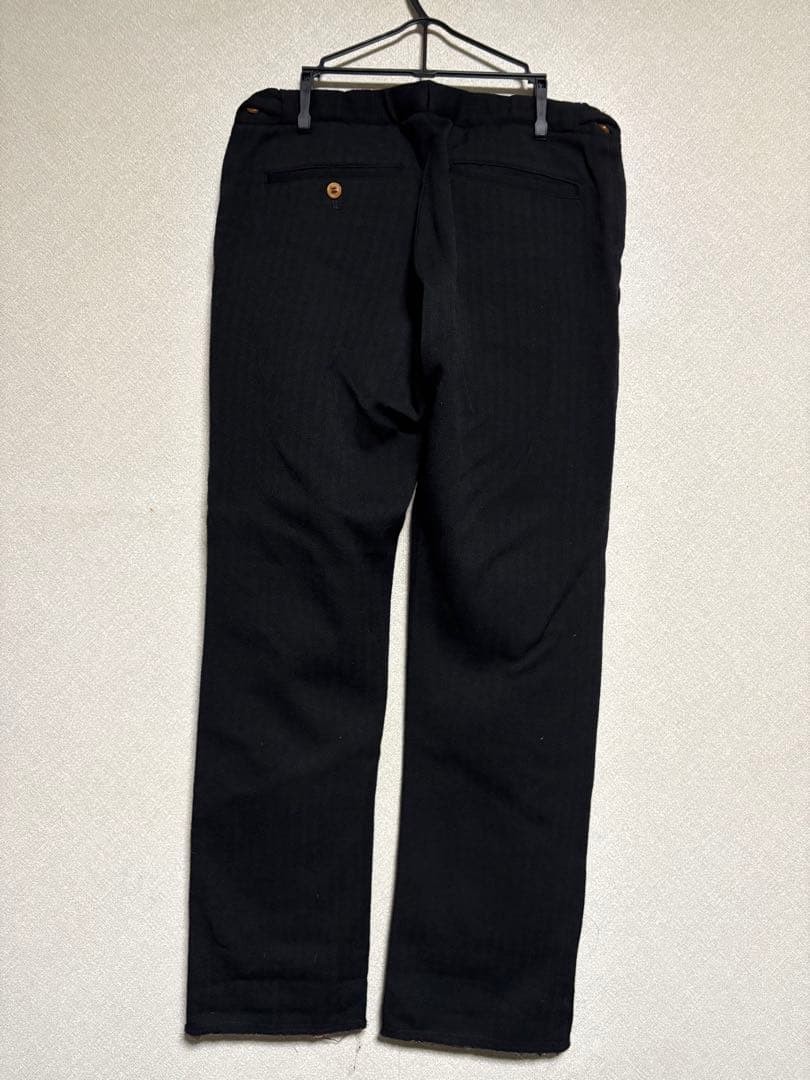 コムデギャルソンオムプリュス　aw 茶ラインほつれ加工スラックス