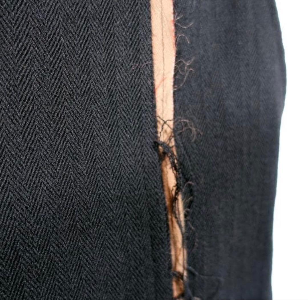 コムデギャルソンオムプリュス　aw 茶ラインほつれ加工スラックス