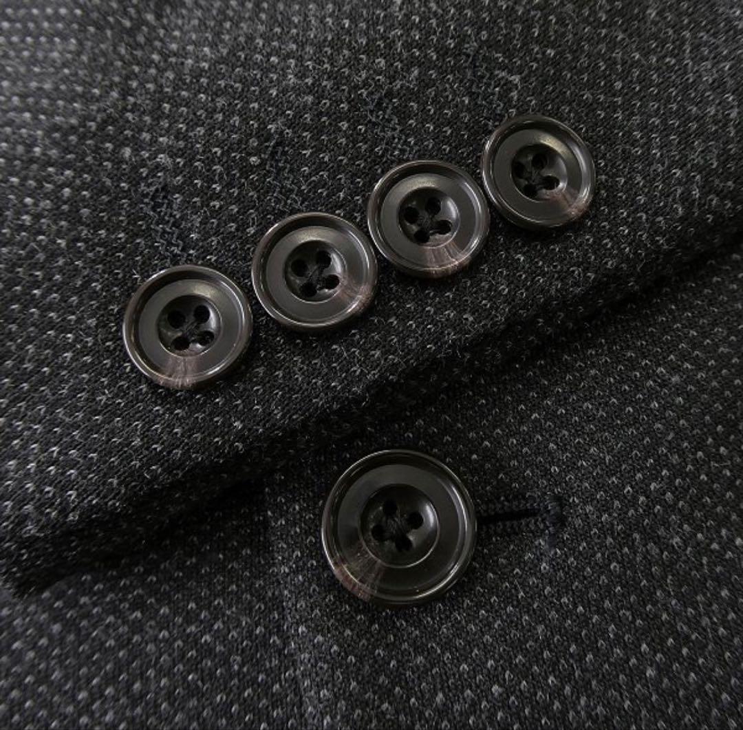 【しま史郎】FICCE SPORTS 尾州 バーズアイ スーツ Y4 黒灰