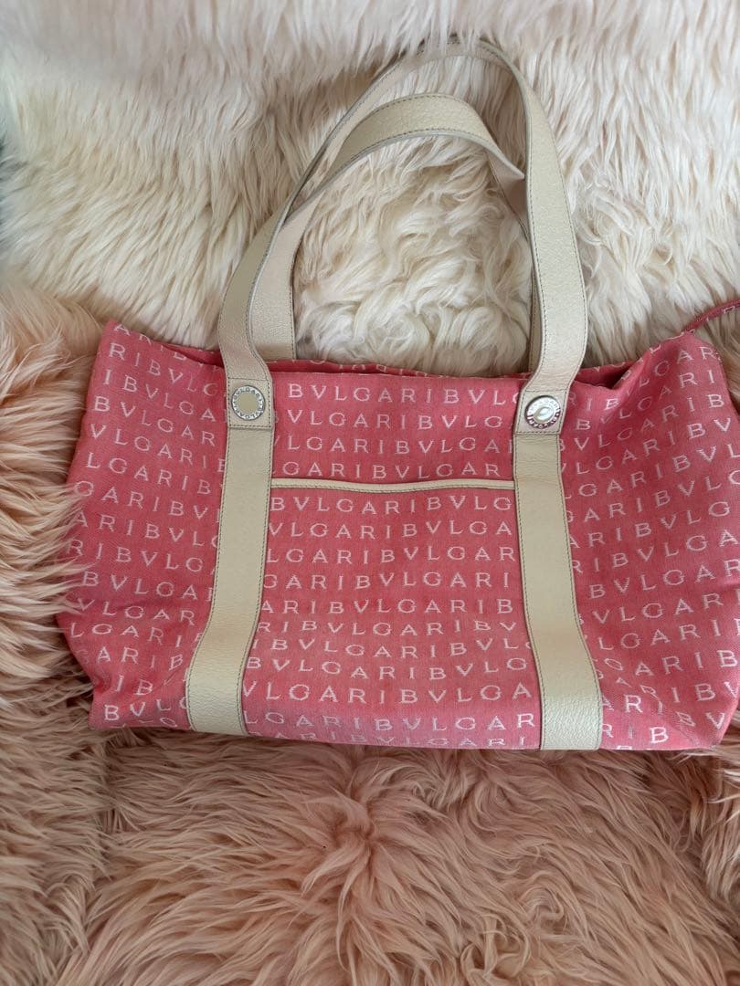 BVLGARI ピンク トートバッグ 付属ポーチ付き