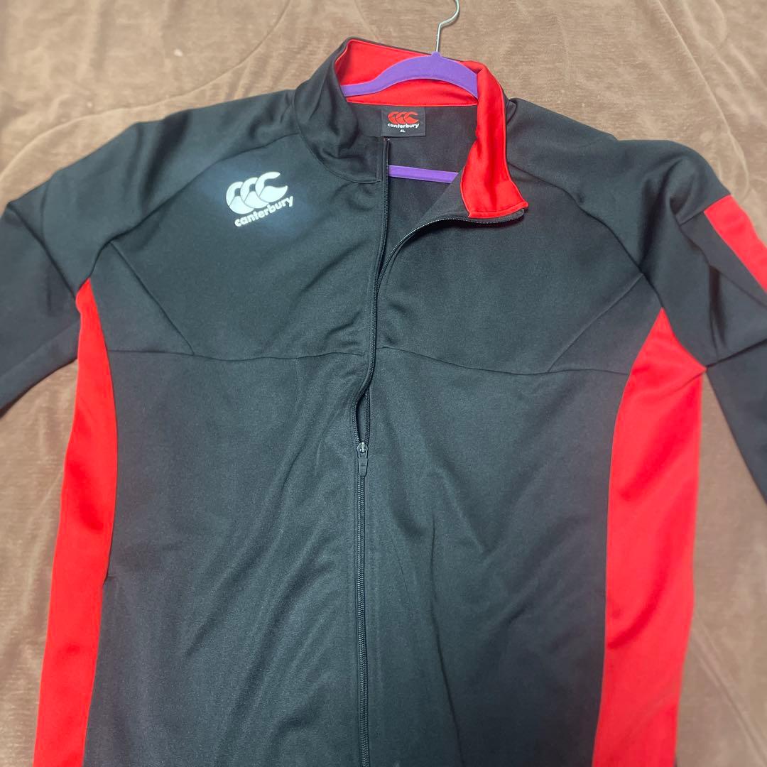 カンターベリーラグビーウォームアップウェア 黒/赤 ジップアップ大きいサイズ