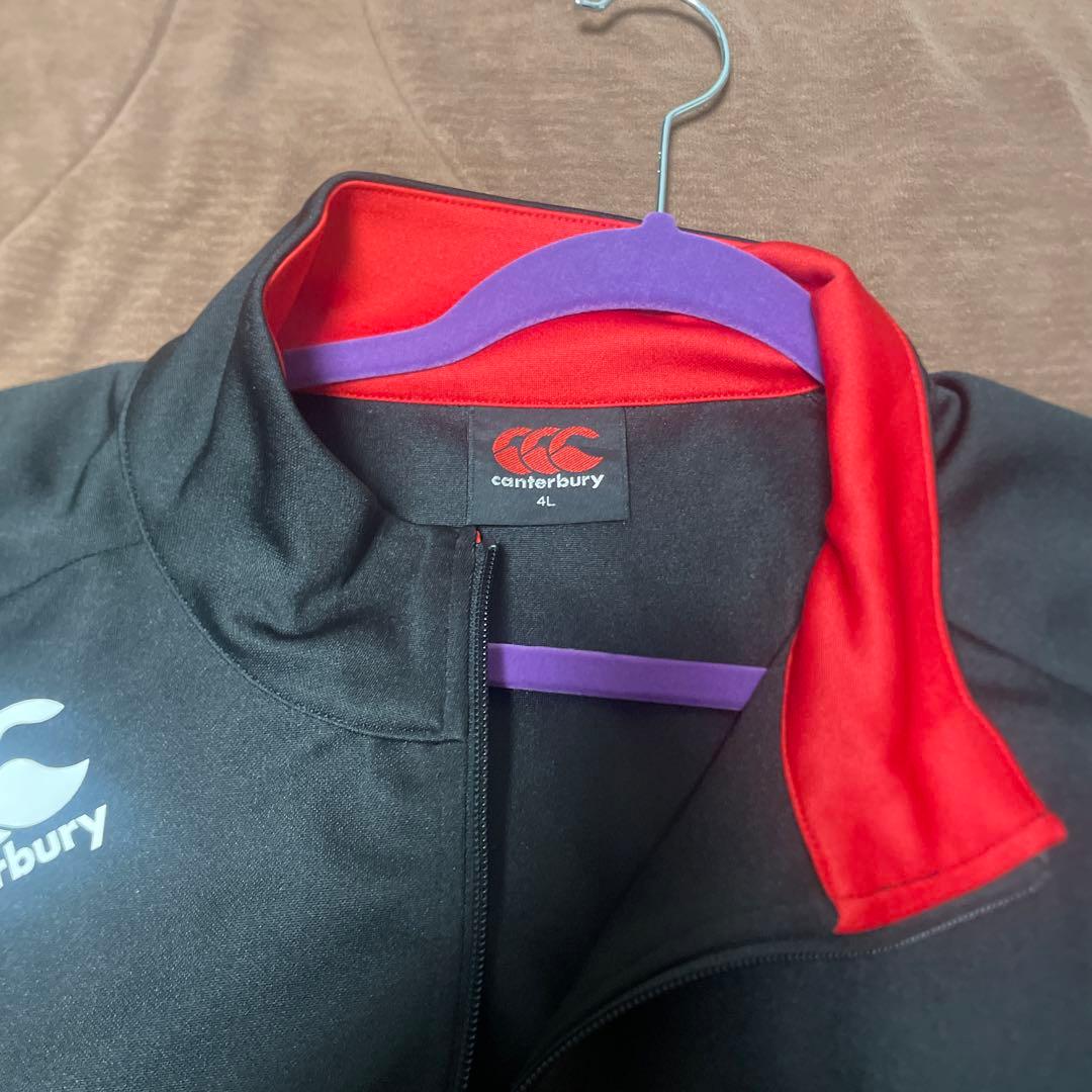 カンターベリーラグビーウォームアップウェア 黒/赤 ジップアップ大きいサイズ