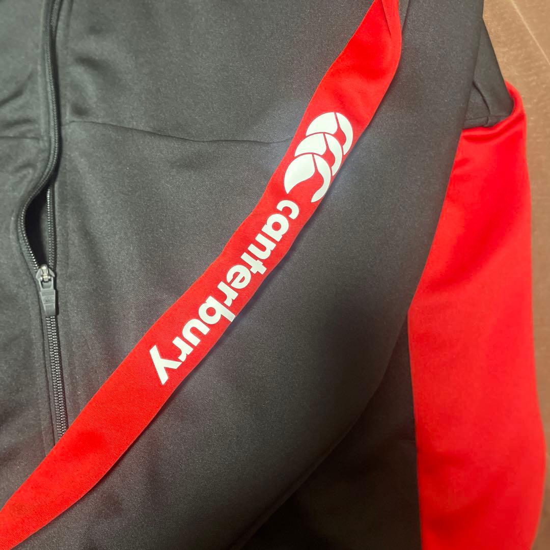 カンターベリーラグビーウォームアップウェア 黒/赤 ジップアップ大きいサイズ