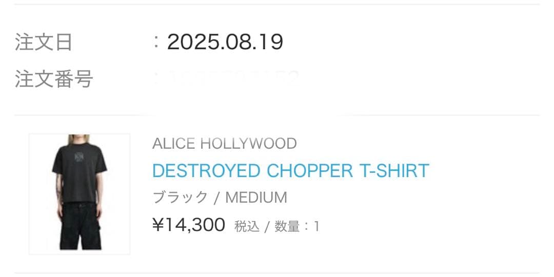 ALICE HOLLYWOOD CHOPPER T-SHIRT M ブラック