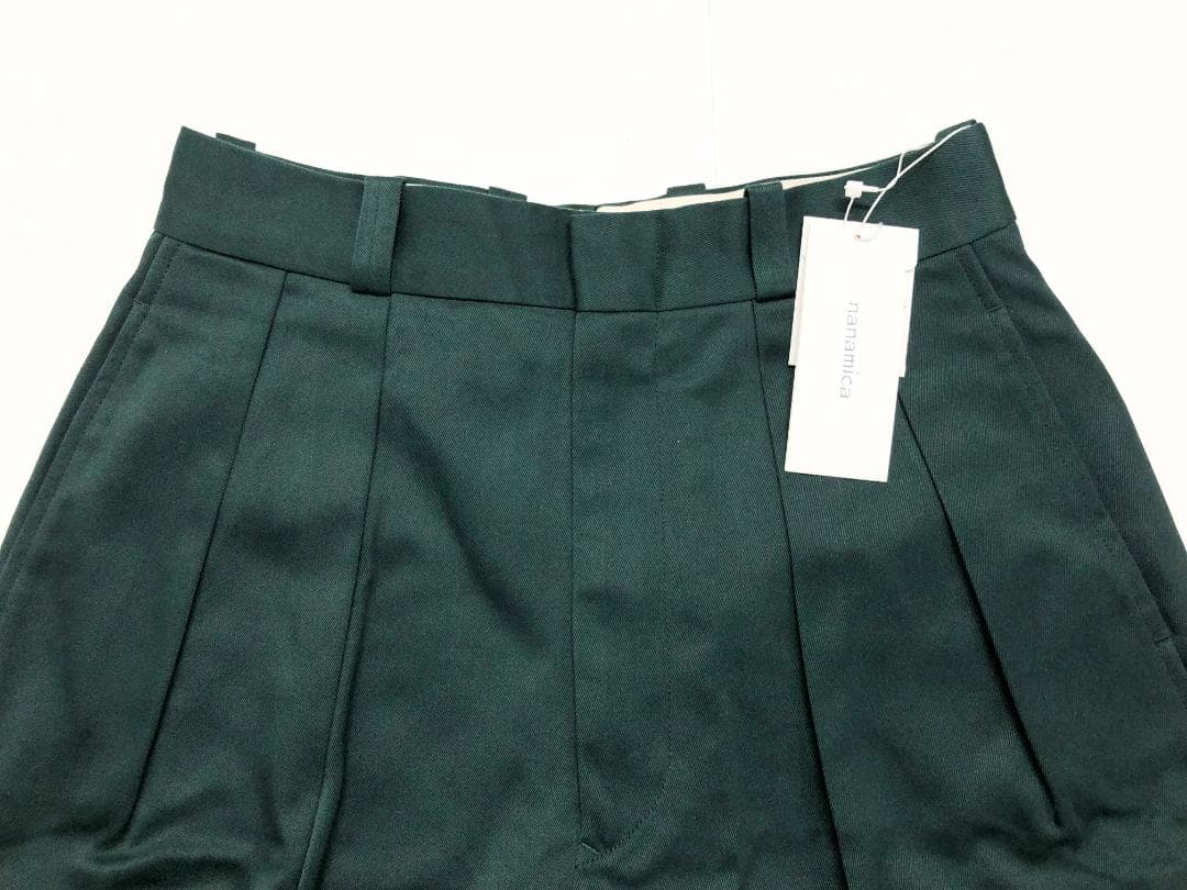 ○★新品未使用　nanamica　ダブルプリーツチノショーツ　0　グリーン