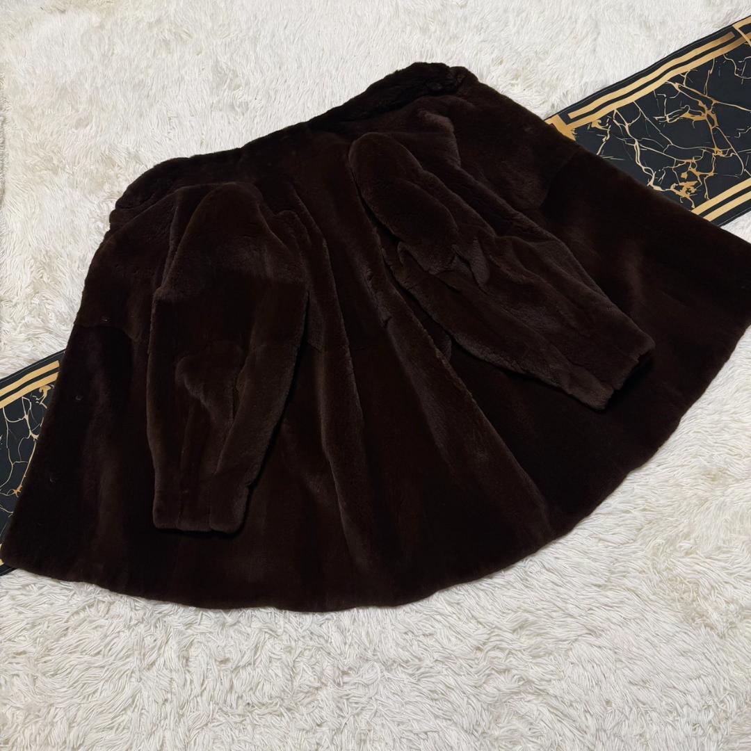 総丈85 SAGAMINK セミロング ミンクコート 3L相当 ブラウン 軽量