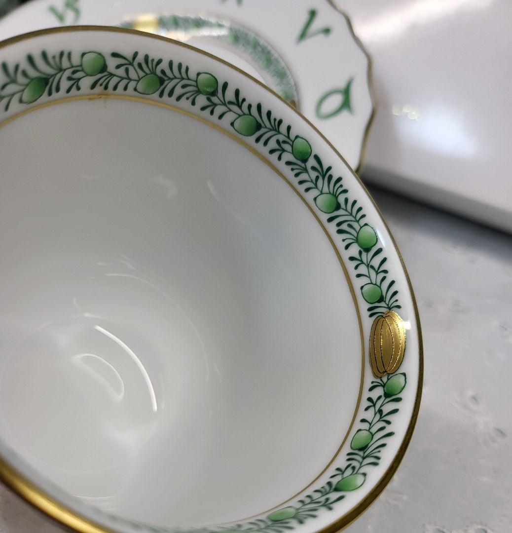 美品✨ヘレンド イヤープレート&マグカップ 干支 2015 羊 未 グリーン 皿