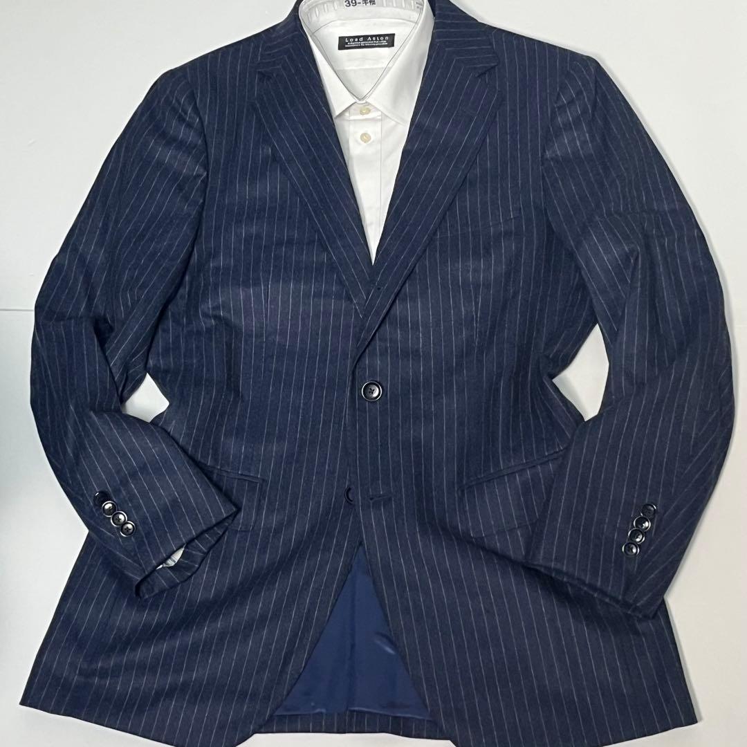 【美品】BEAMSF　ビームスエフ　スーツ　セットアップ　ストライプ　ネイビー