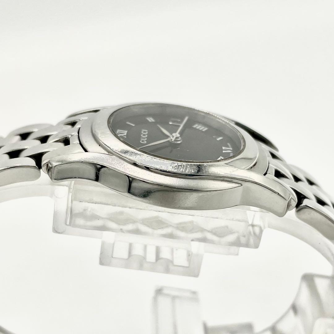 【稼働/新品電池】グッチ 5500L デイト 黒文字盤 腕時計 レディース