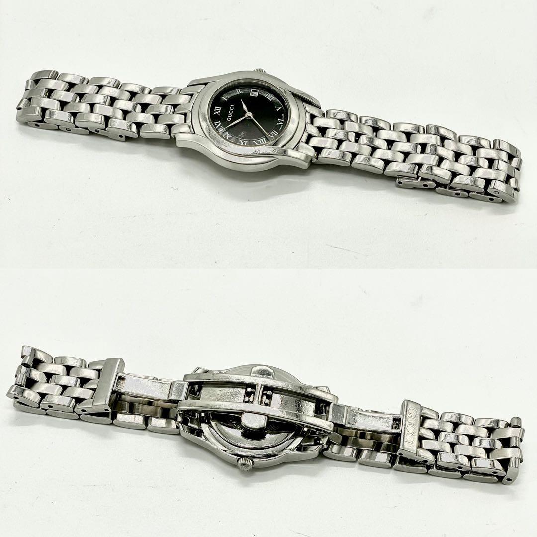 【稼働/新品電池】グッチ 5500L デイト 黒文字盤 腕時計 レディース