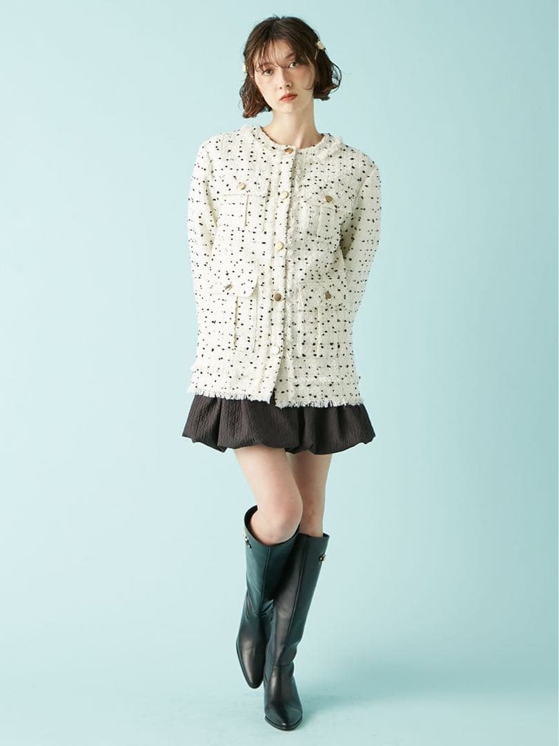 LILYBROWN ノーカラーツイードジャケット