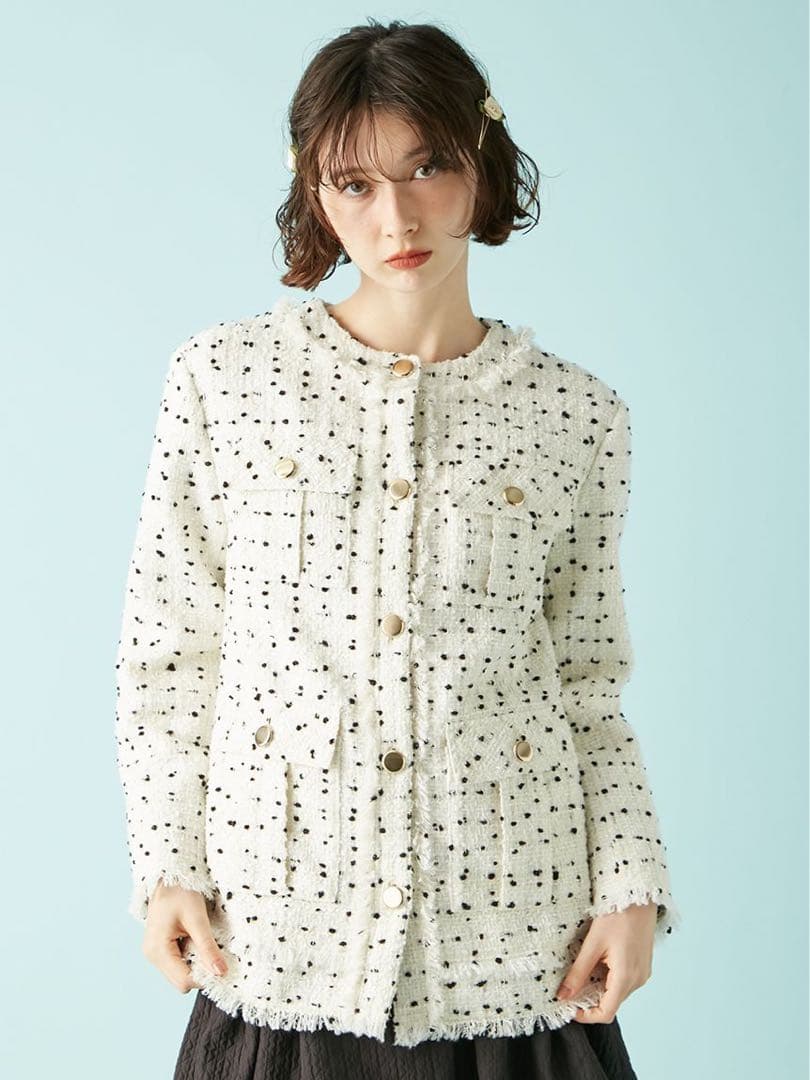 LILYBROWN ノーカラーツイードジャケット