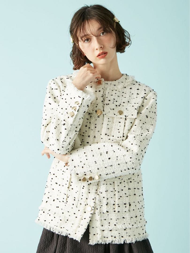LILYBROWN ノーカラーツイードジャケット