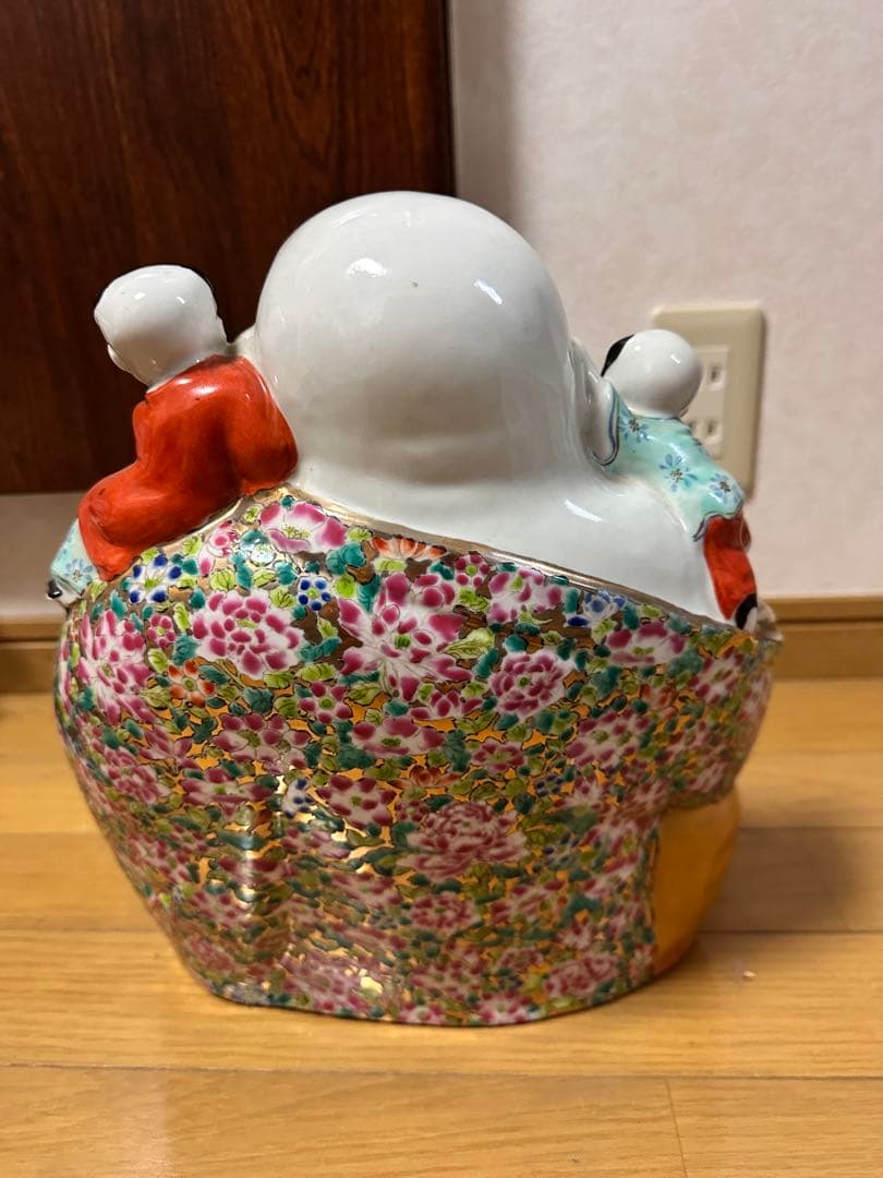 布袋像　五子登科　中国美術　陶器人形 アンティーク オブジェ 骨董品　縁起物