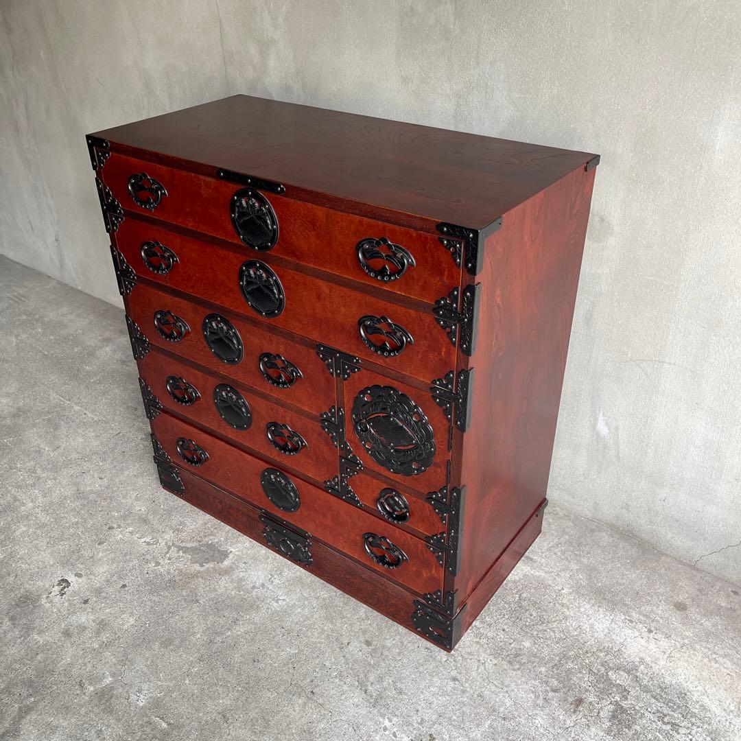 岩屋堂箪笥　桜木作　伝統工芸品 欅材 和家具 民藝 金具 8杯