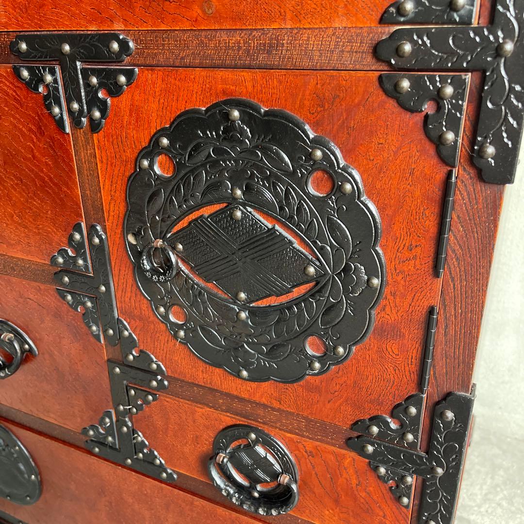 岩屋堂箪笥　桜木作　伝統工芸品 欅材 和家具 民藝 金具 8杯