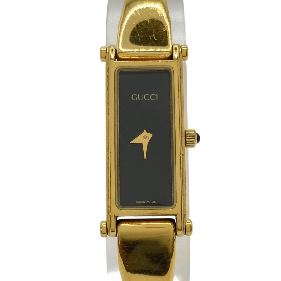 GUCCI腕時計 バングルウォッチ 1500 クォーツ 黒文字盤 ゴールド 稼働