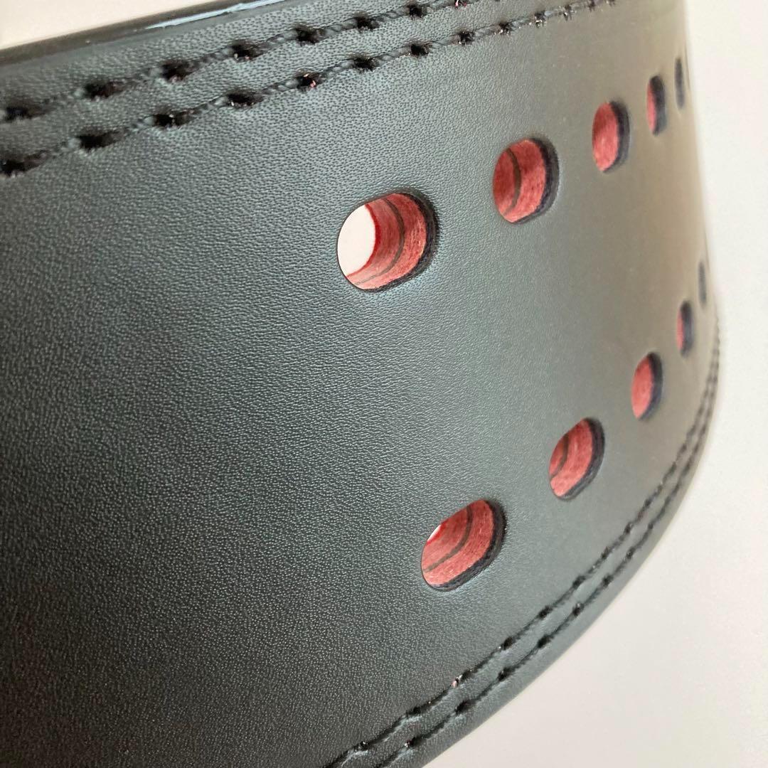 パワーベルト レバーアクション Mサイズ ワンタッチ可変式　黒×裏地赤×金