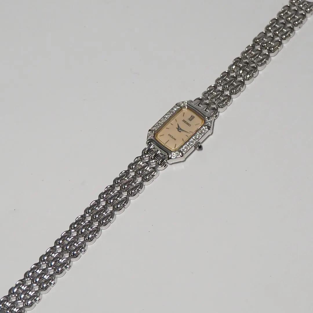 美品 エクセリーヌ セイコー スクエア ダイヤベゼル シェル 腕時計 H113