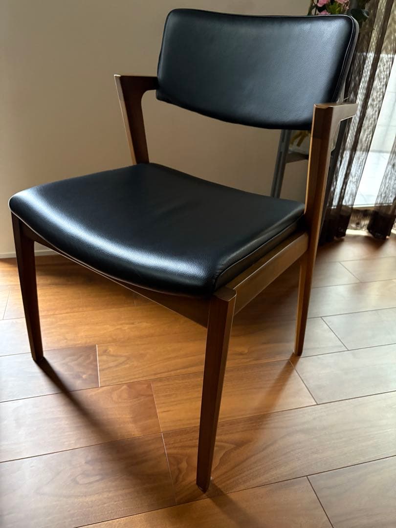 FUJI FURNITURE koti アームレスチェア本革ブラック②