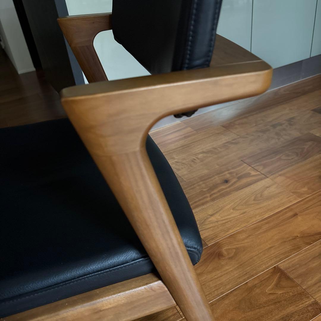 FUJI FURNITURE koti アームレスチェア本革ブラック②