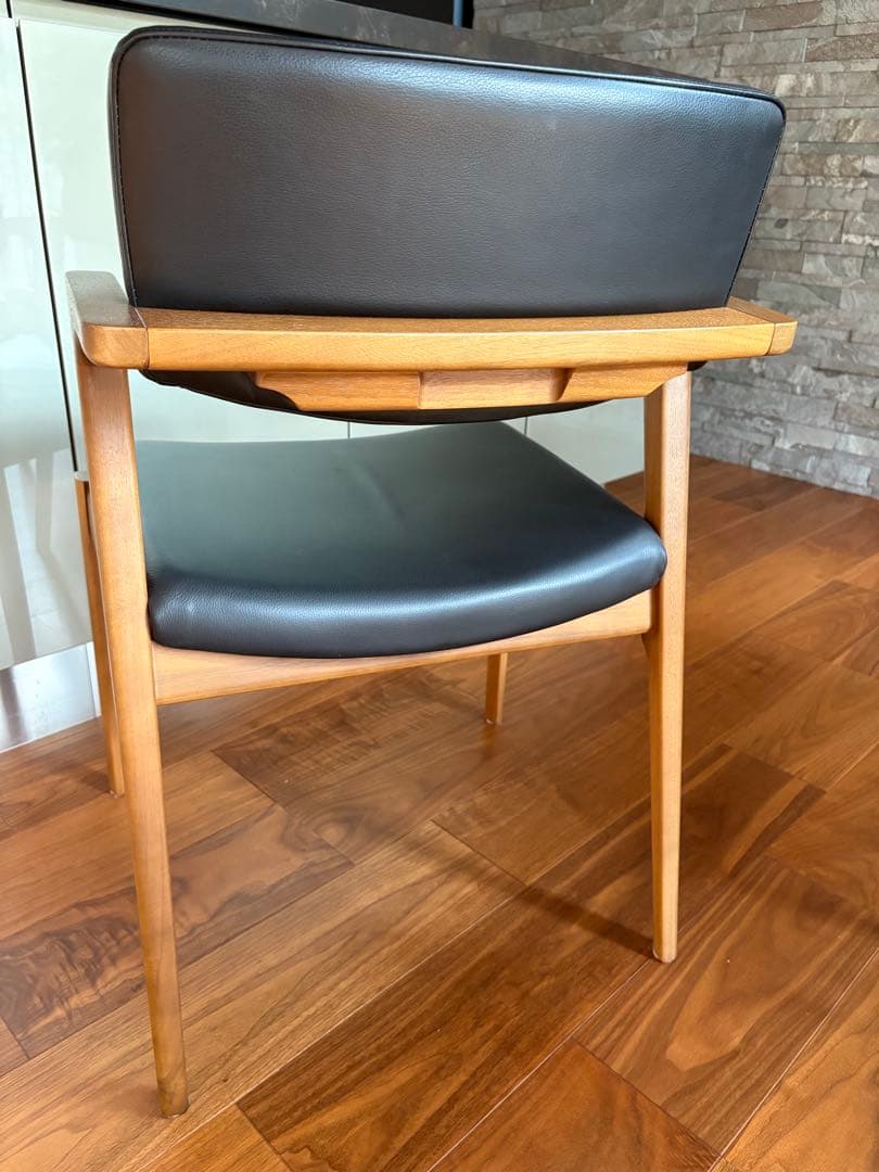 FUJI FURNITURE koti アームレスチェア本革ブラック②