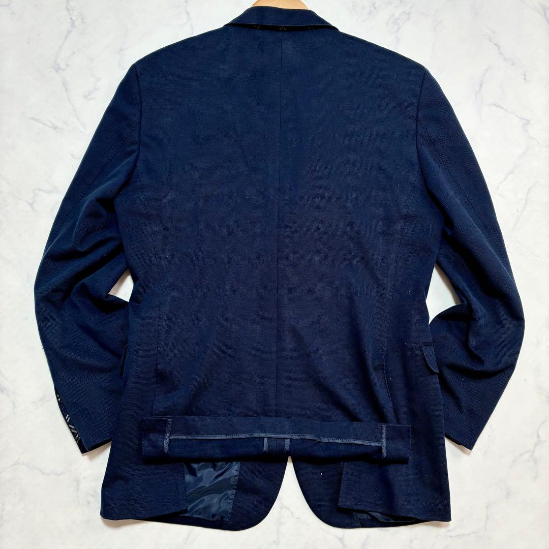 バーバリーブラックレーベル テーラードジャケット 鹿の子 ノバチェック 紺色 L