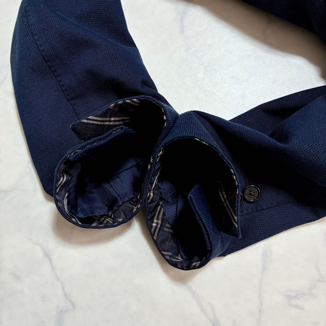 バーバリーブラックレーベル テーラードジャケット 鹿の子 ノバチェック 紺色 L