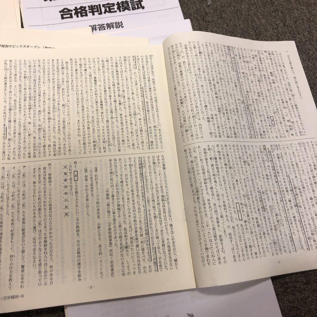 早稲田アカデミー　合格判定模試　早稲田3回/サピックスオープン早稲田①②　計5回