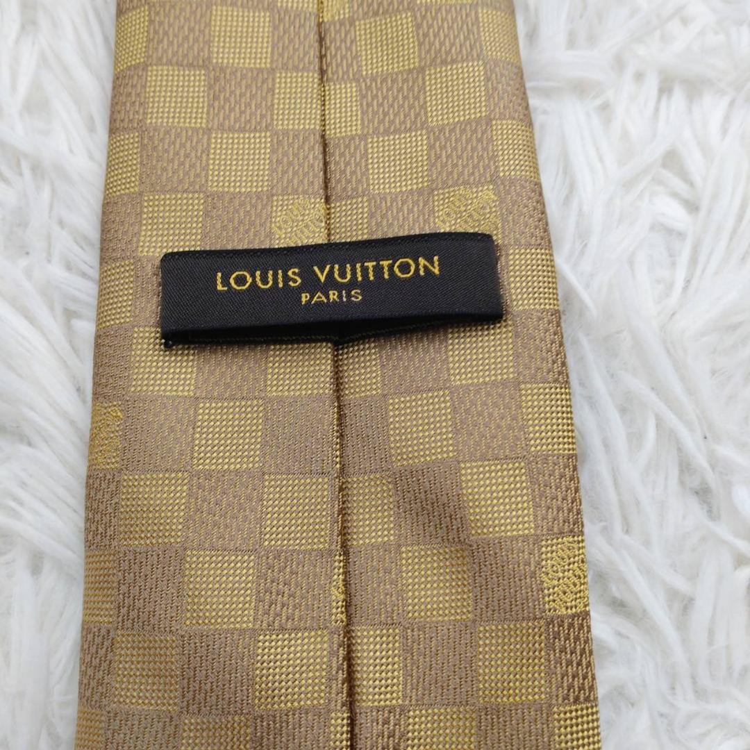 ルイヴィトン 高級シルクネクタイ ダミエ柄 ゴールドベージュ