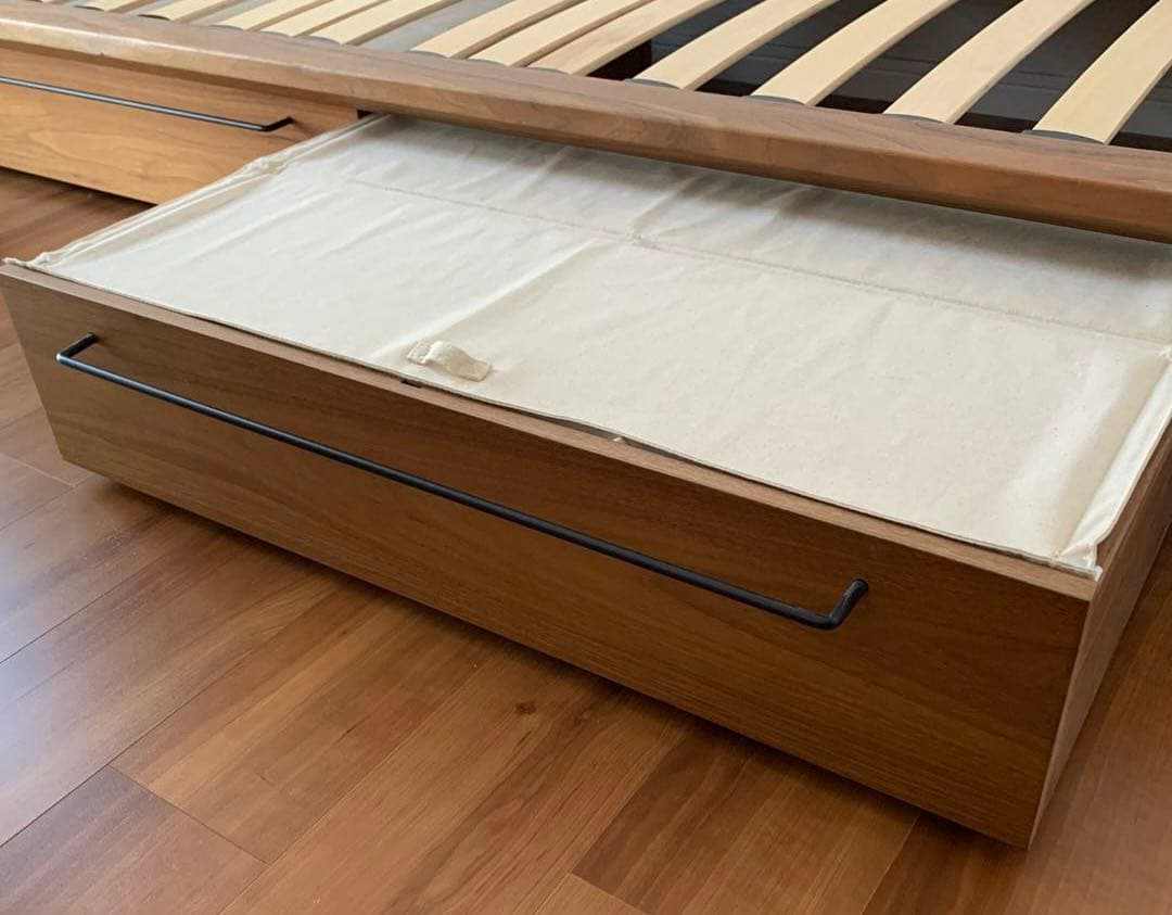 無印良品 ベッドフレーム下収納 小 ウォールナット材 ふた付き【2点】
