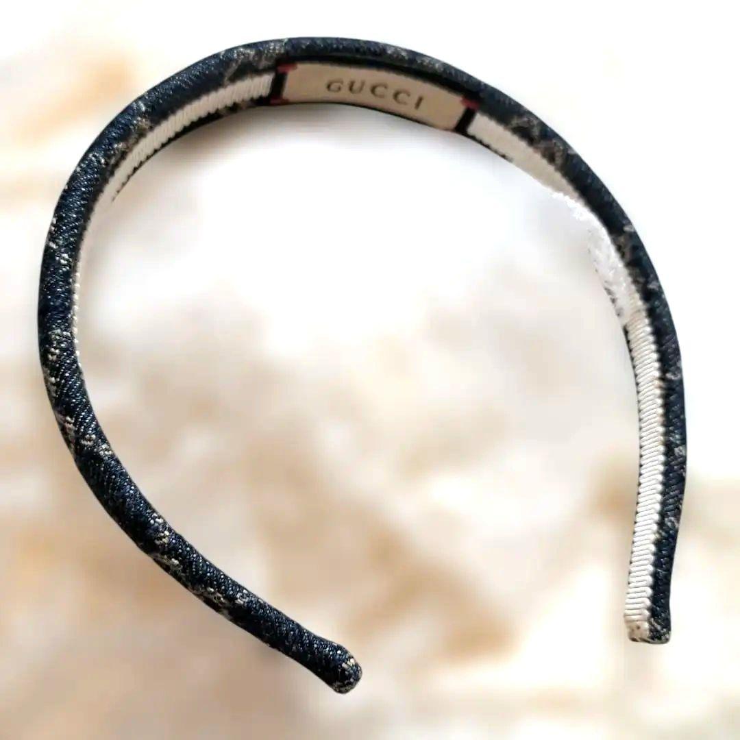 GUCCI ネイビー デニム ヘアバンド カチューシャ