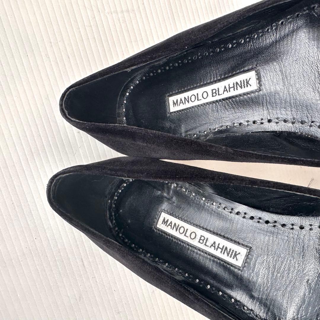 マノロブラニク　ビジュー装飾　フラットシューズ　パンプス　ミュール　極美品　36