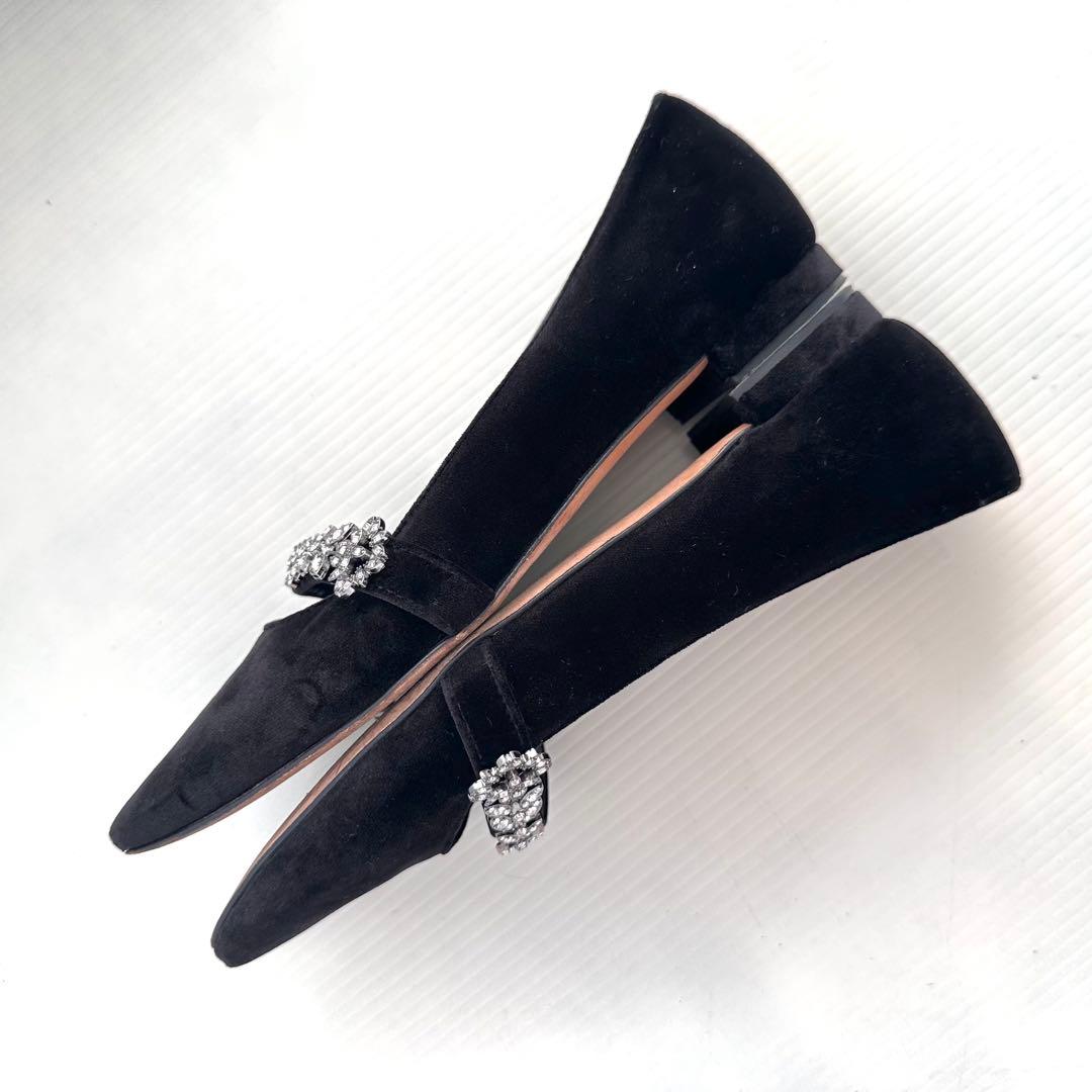 マノロブラニク　ビジュー装飾　フラットシューズ　パンプス　ミュール　極美品　36