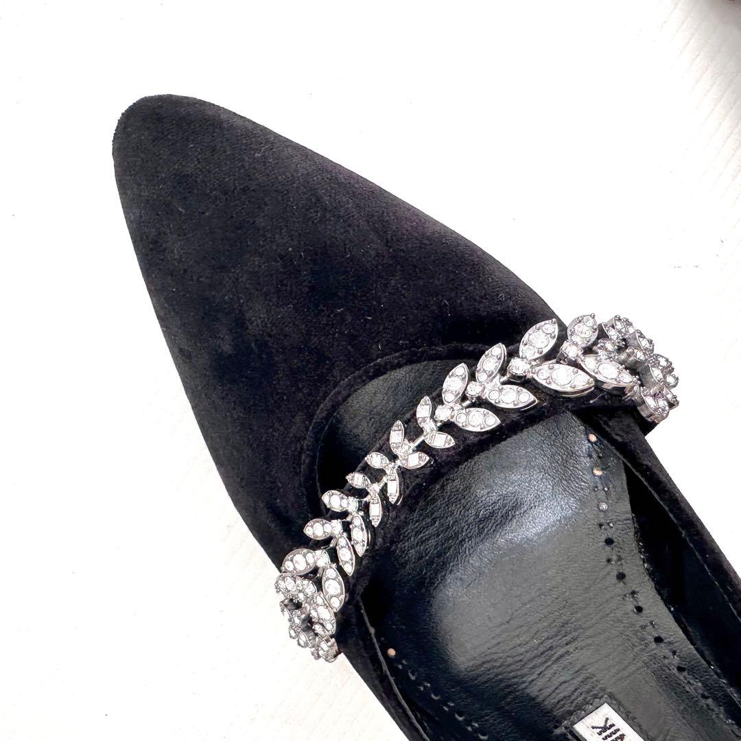 マノロブラニク　ビジュー装飾　フラットシューズ　パンプス　ミュール　極美品　36