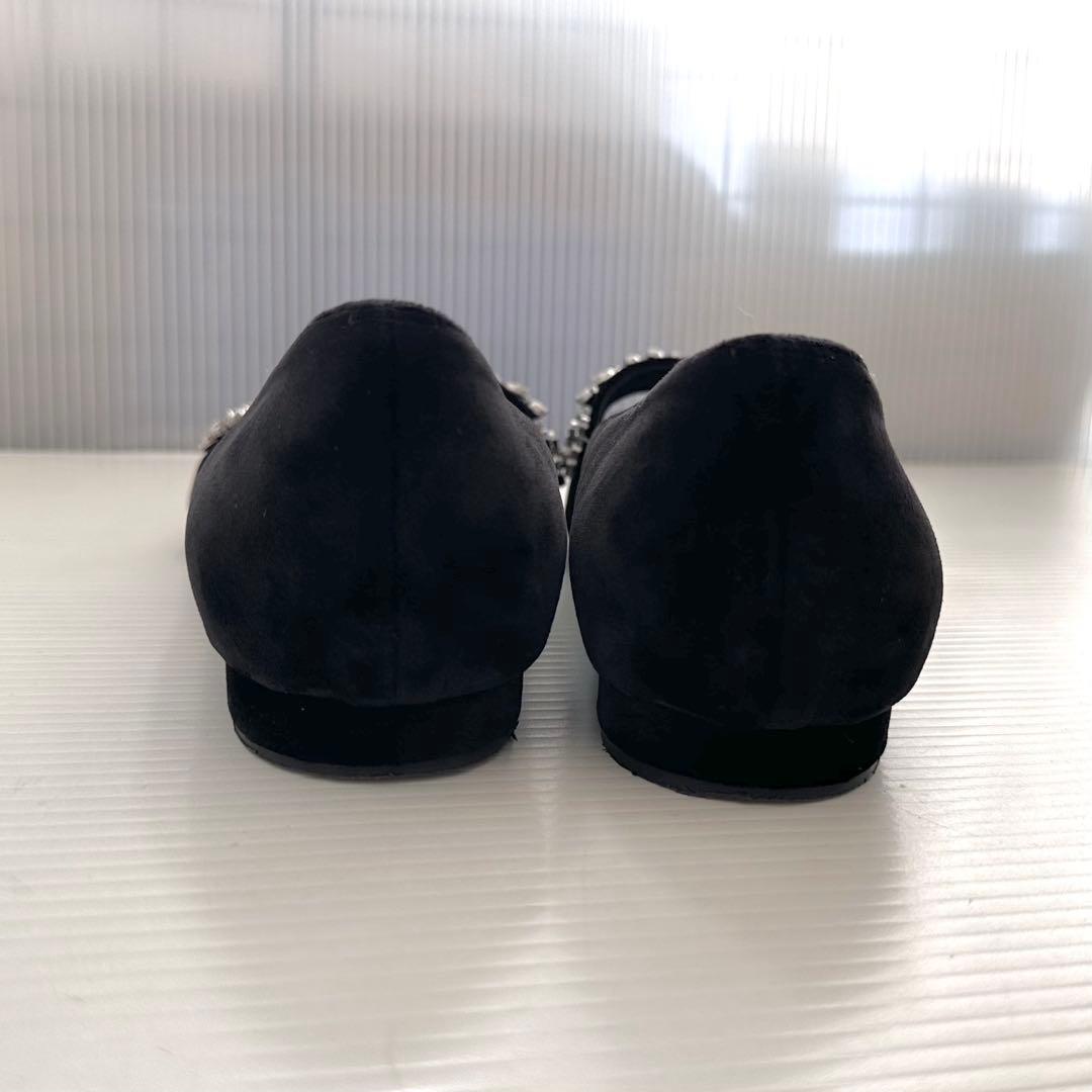 マノロブラニク　ビジュー装飾　フラットシューズ　パンプス　ミュール　極美品　36