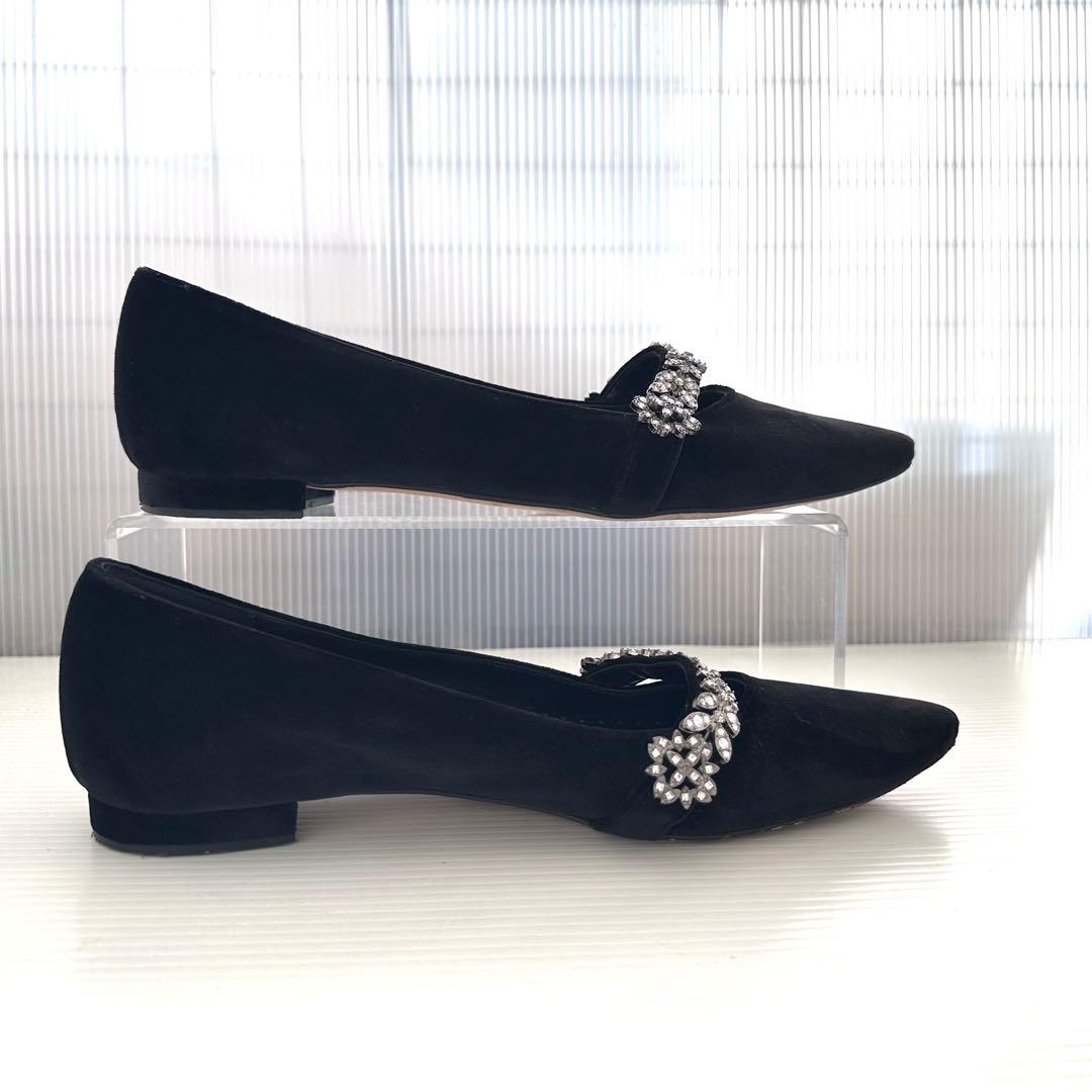 マノロブラニク　ビジュー装飾　フラットシューズ　パンプス　ミュール　極美品　36