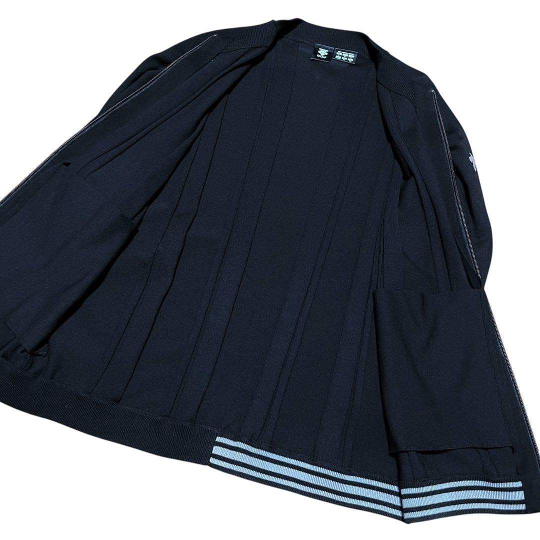 極美品　定価2.5万　DESCENTE GOLFフルジップジャカードセーターＬ黒