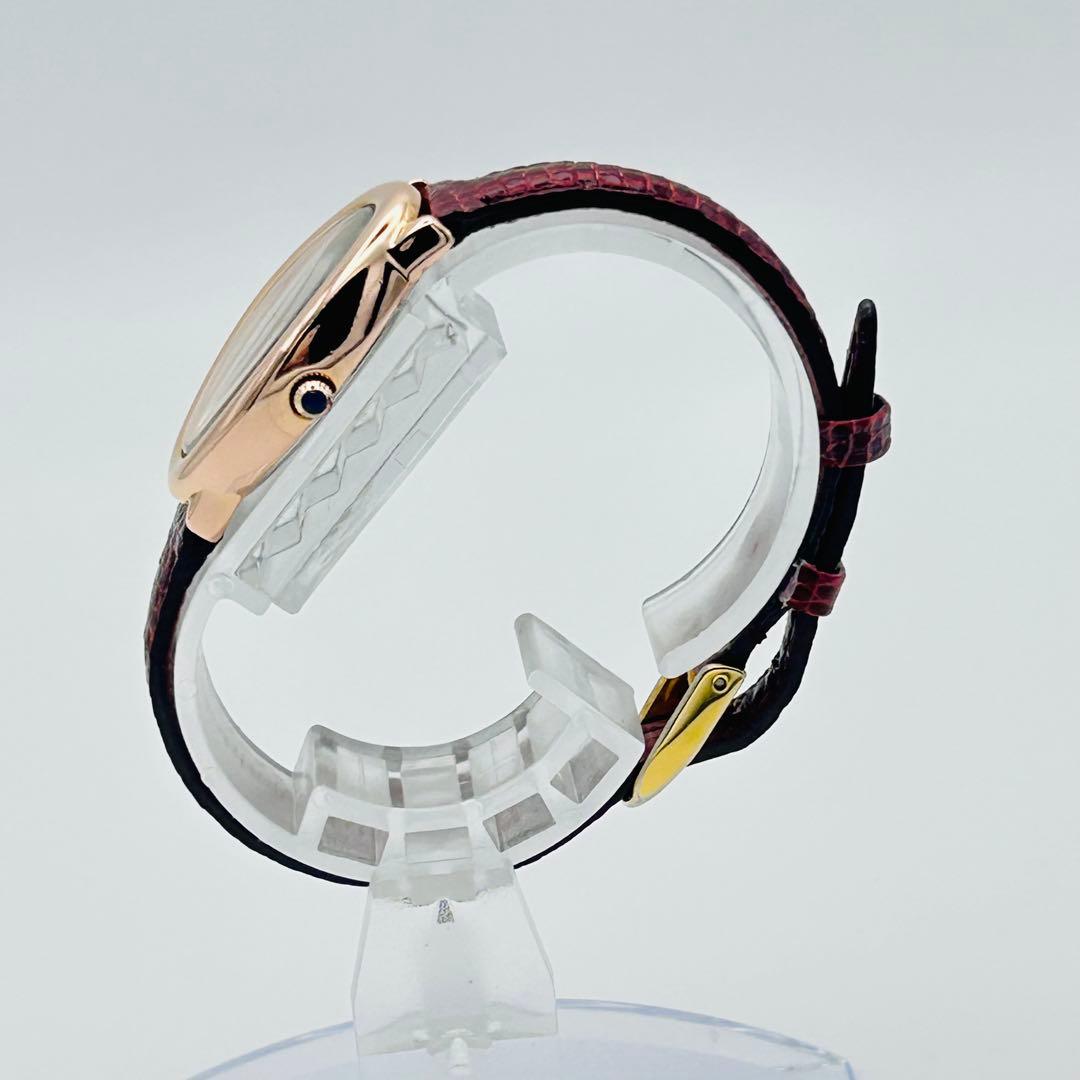 美品 希少 オブレイ ピンク文字盤 新品電池 ゴールド オーバル 腕時計