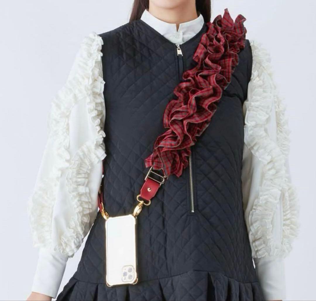 未使用級 familiar Bibiy. フリルチェックストラップ