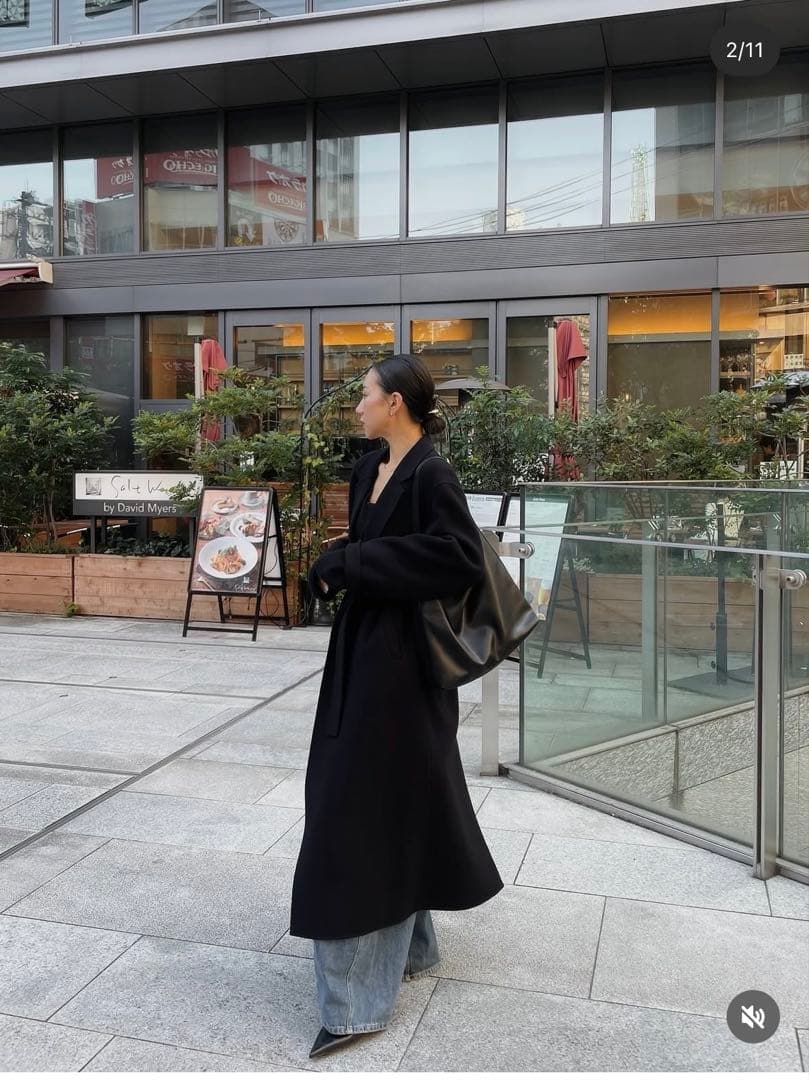 新品未使用品ETRE TOKYO メルトンロングリバーコート　ネイビー　Sサイズ