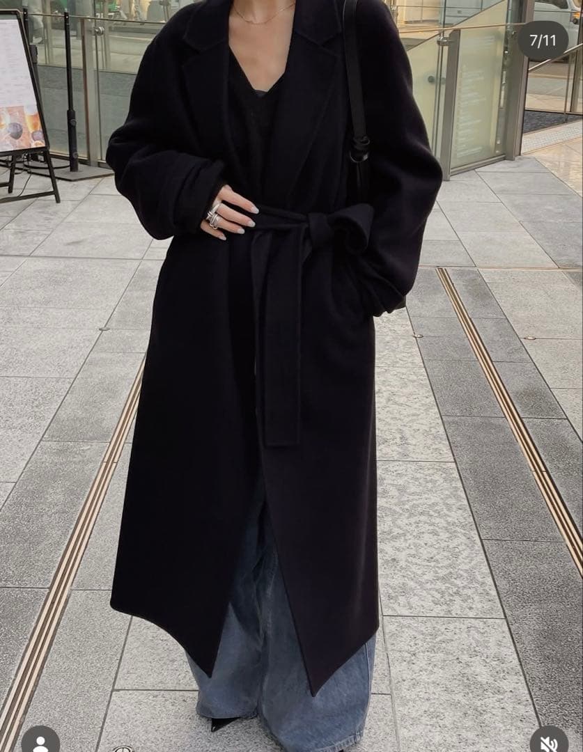 新品未使用品ETRE TOKYO メルトンロングリバーコート　ネイビー　Sサイズ